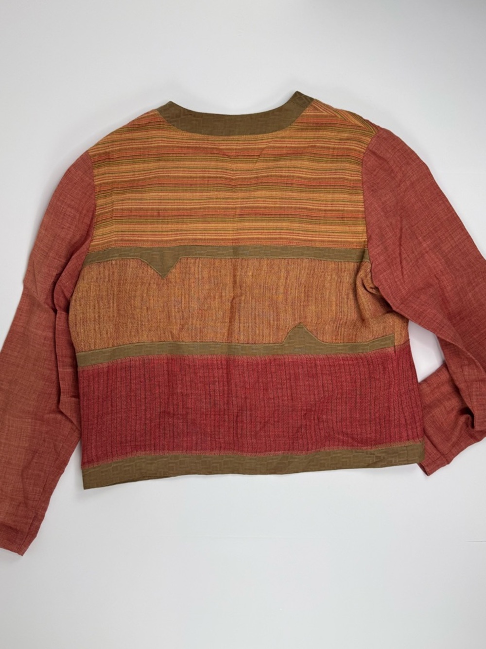 VINTAGE Patchwork Red Rust Orange Brown Jacket - Picture 4 of 8